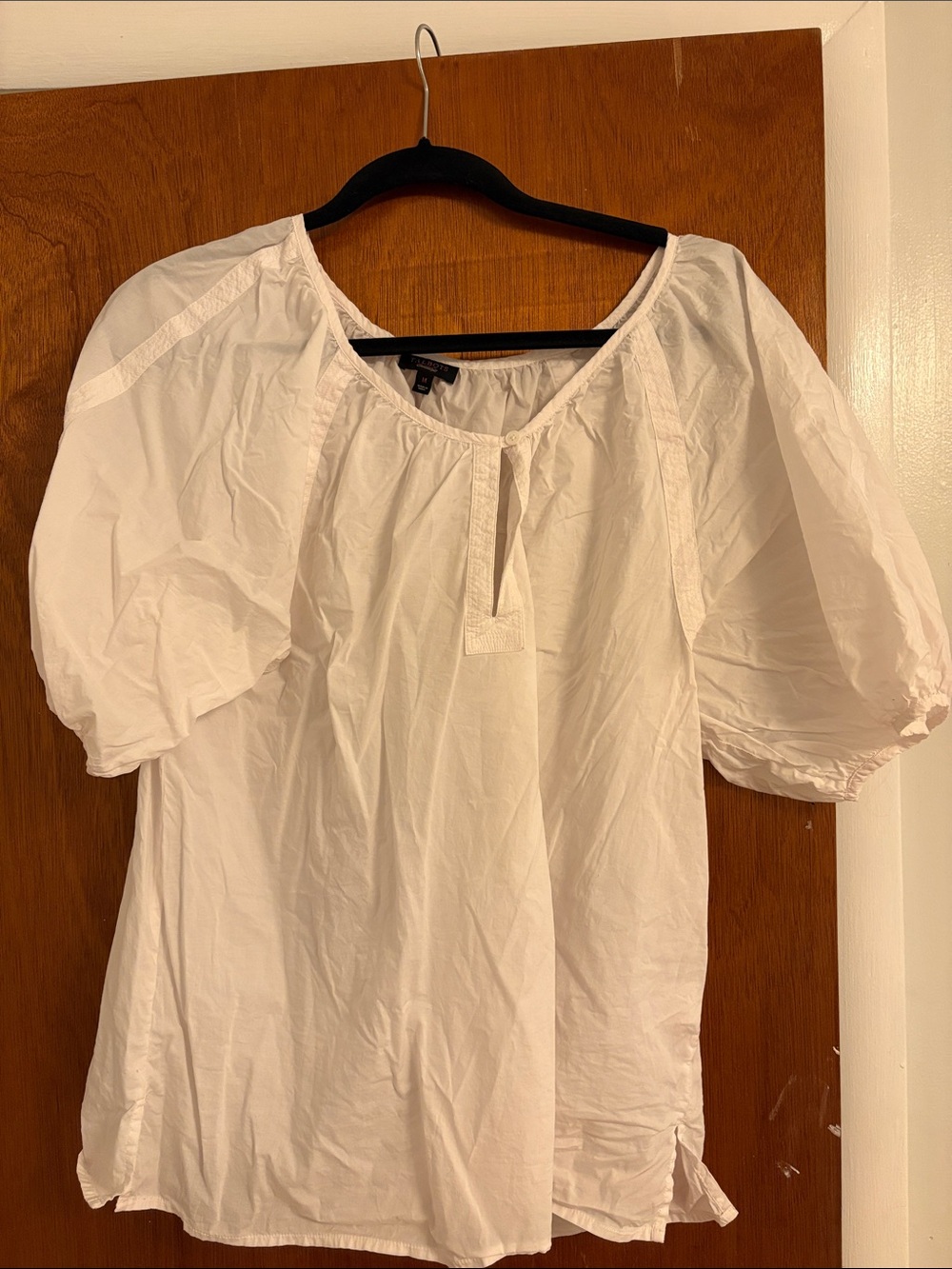 Talbots White Puff-Sleeve Peasant Blouse